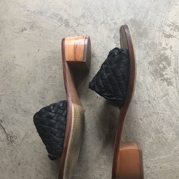 Woven Leather and Wood Slide Mules - Picture 3 of 3